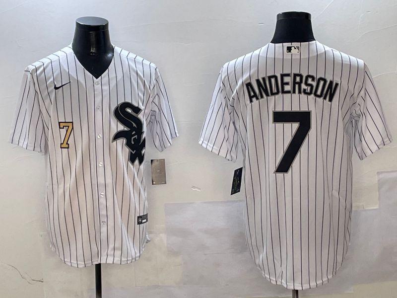 Men Chicago White Sox #7 Anderson White Stripe Game 2025 Nike MLB Jersey style 3->chicago white sox->MLB Jersey